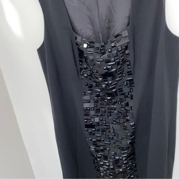 AKRIS Black Dress Size 16 Square Neck Knee Length Stud Embellishments MSRP $2500 - Picture 5 of 13